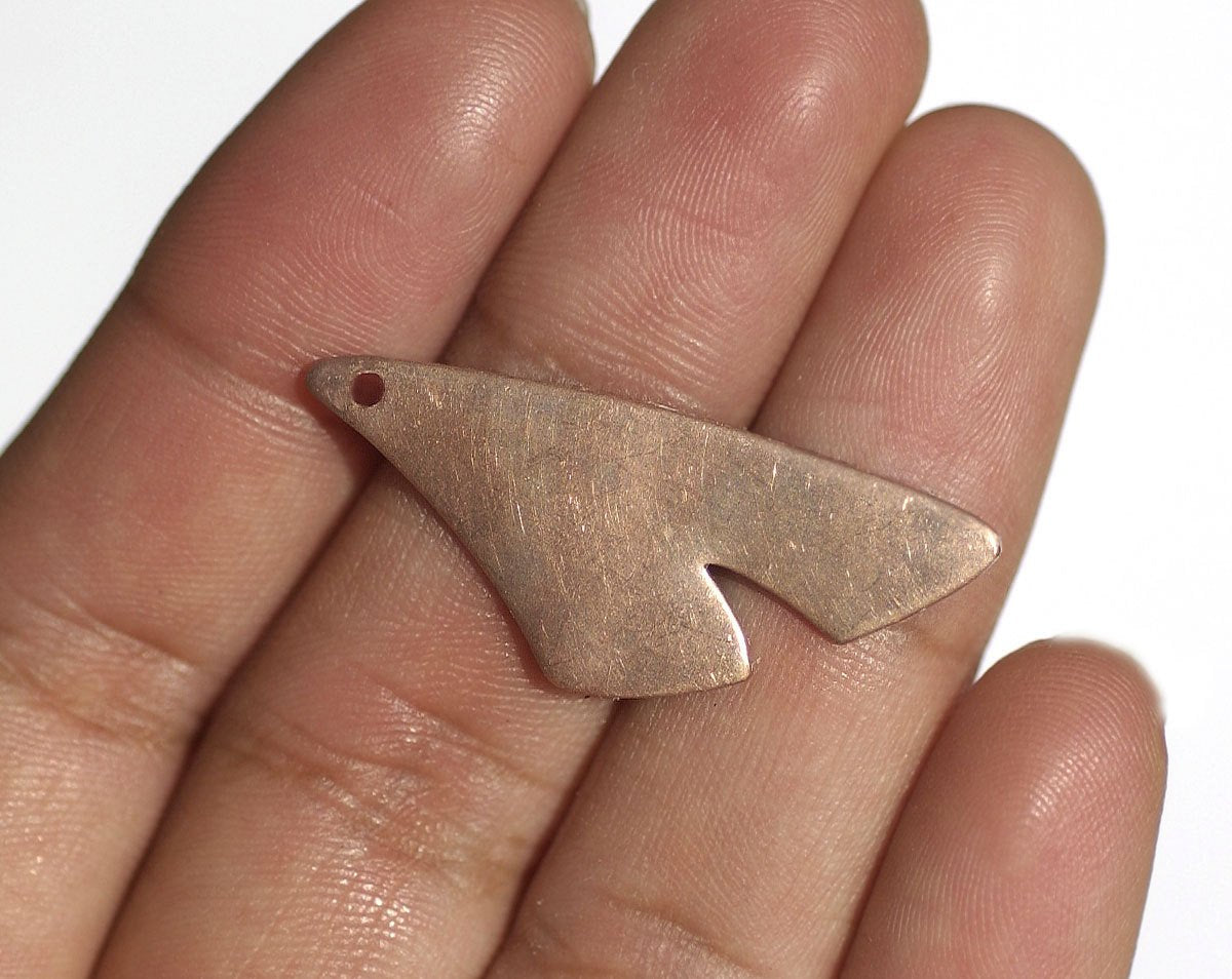 Copper Artistic Gingko Leaf with hole Leaves 35mm x 22mm Blank Cutout for Enameling Stamping Texturing - 4 pieces