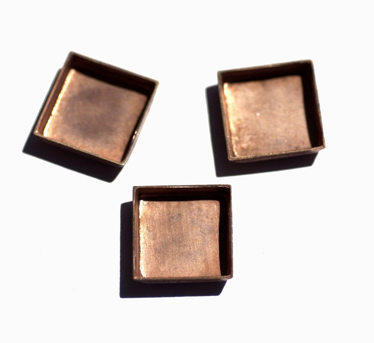 Copper Bezel Cups - 24g - 17mm Square Blanks Cutout for Enameling - 4 pieces