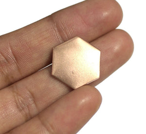 Copper Hexagons Blanks 20g 16mm Cutout for Enameling Stamping Texturing copper Blanks 4 pieces