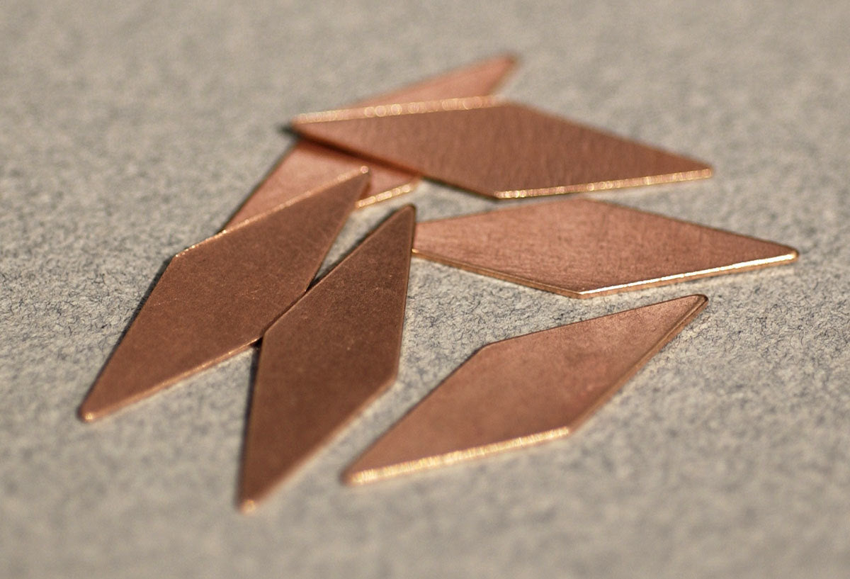 Copper Diamond  29mm x 9mm 24g Shape Cutout Blanks for Enameling Stamping Texturing