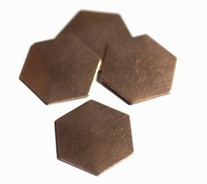 Copper Hexagon  20g 20mm Blanks Cutout for Enameling Stamping Texturing Blank - 4 pieces