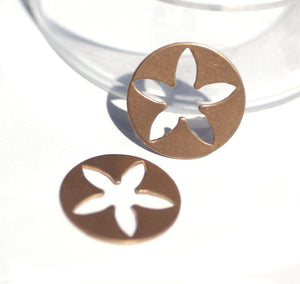 Copper Blanks Flower 5 Petal 25mm 20g for Enameling Stamping Texturing Blank - 4 pieces