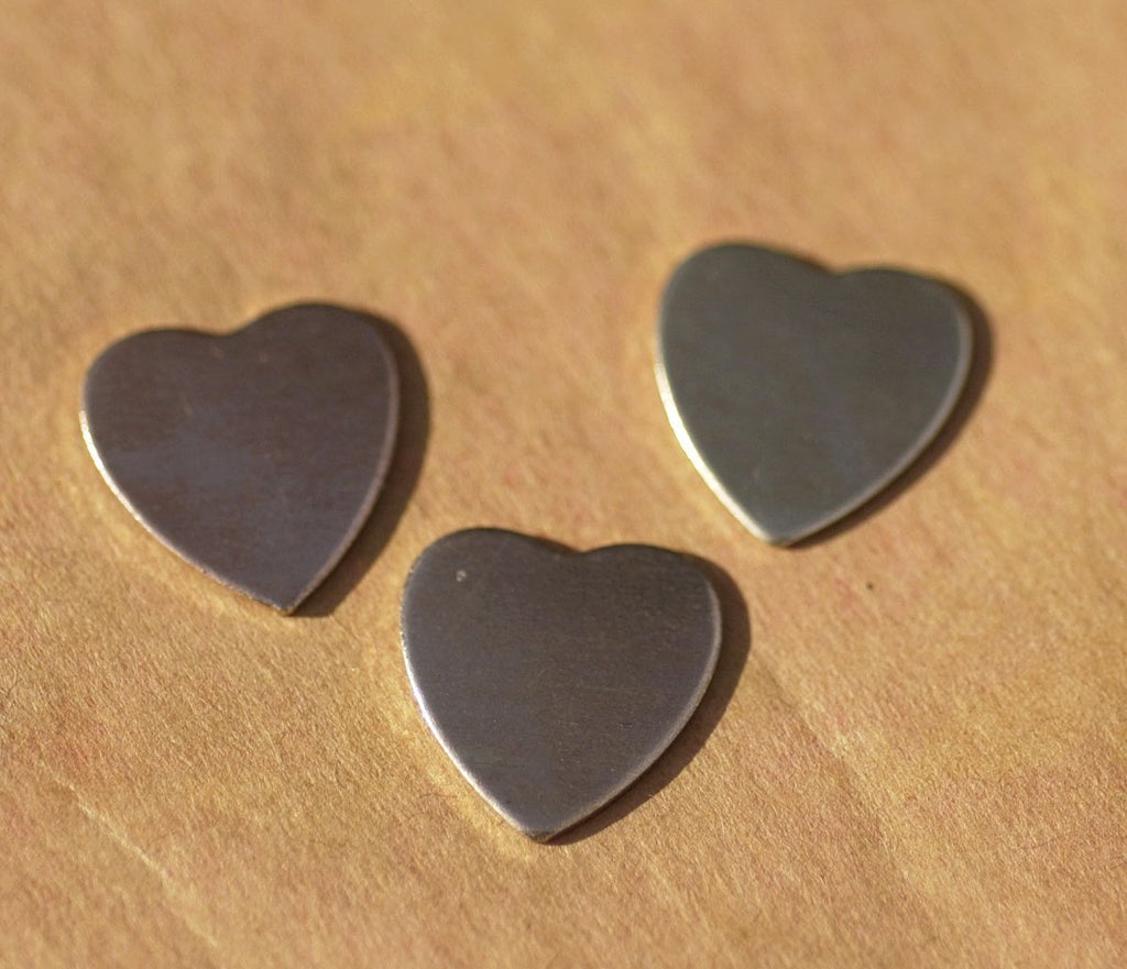 Nickel Silver Blank  Classic Heart 16mm x 16mm Metal Blanks Shape Form 4 Pieces