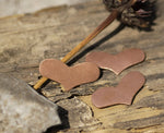 Copper Blanks Heart Squaty Shape Cutout for Enameling Stamping Texturing Blanks - 4 pieces