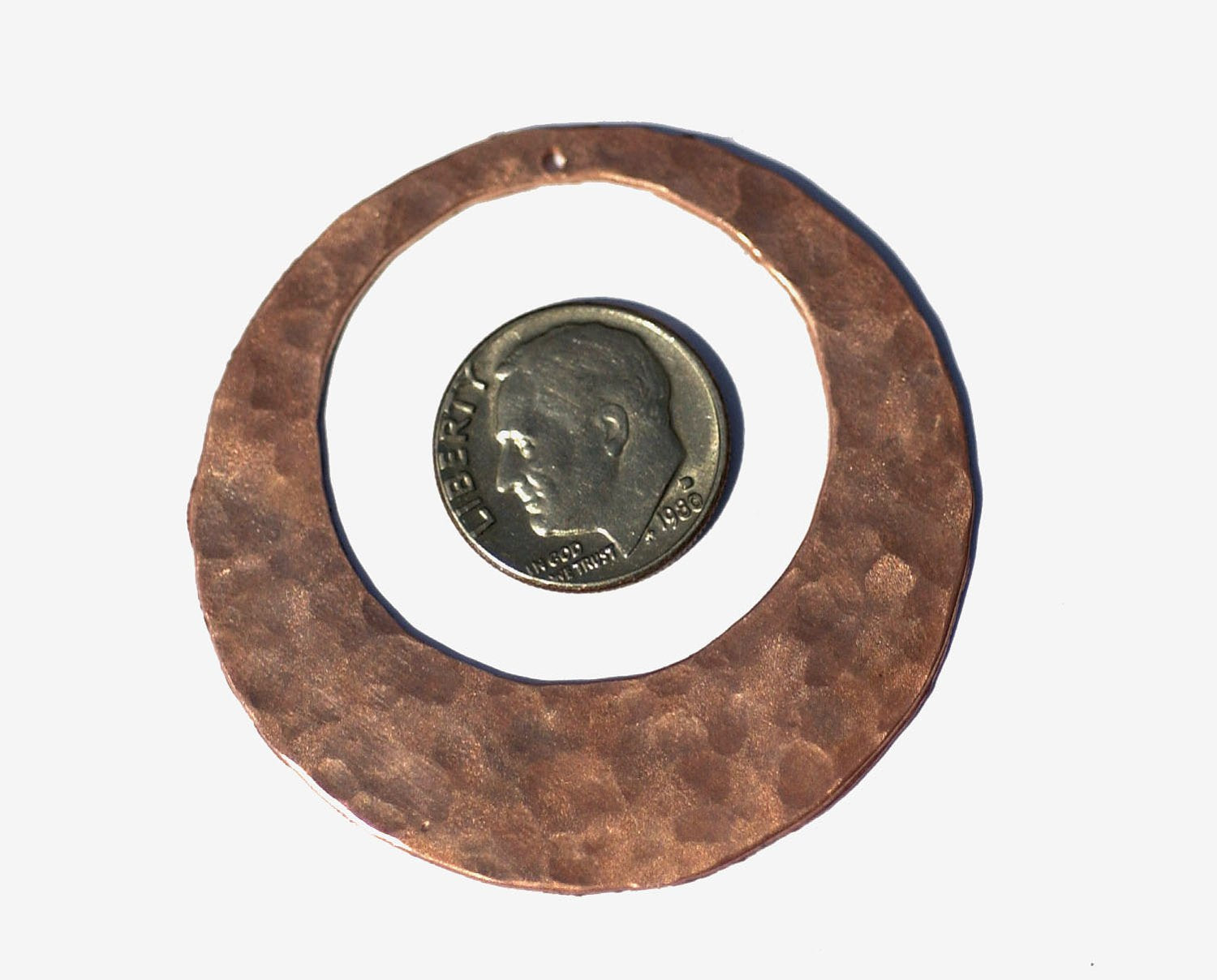 Copper Blank Hammered 45mm 20g Hoops for Earrings or Pendant Offset Circle for Enameling Stamping Texturing Blanks - 2 Pieces