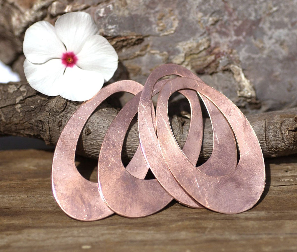 Copper Teardrop Hoops 24g Shape Cutout Blank for Stamping, Enameling, Metalworking, Patinas Blanks - 4 pieces