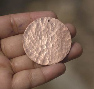 Blank 40mm Hammered Pattern 20G Metal Disc with Hole, Enameling Soldering Stamping Blanks, Jewelry Supplies - 3 Pieces