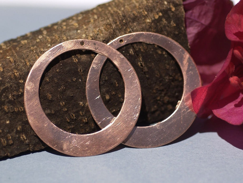 Metal Hoops 35mm with Hole for Earrings or Pendant Offset Circle for Enameling Blank Stamping Texturing, Jewelry Components-Variety of Metal