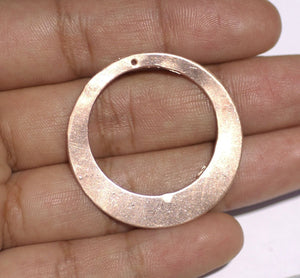 Metal Hoops 35mm with Hole for Earrings or Pendant Offset Circle for Enameling Blank Stamping Texturing, Jewelry Components-Variety of Metal