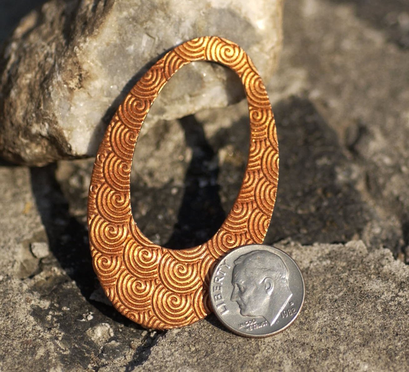 Copper Teardrop 56mm x 34mm Spiral Pattern Blanks Shape Cutout Blank for Enameling Metalworking Jewelry Making