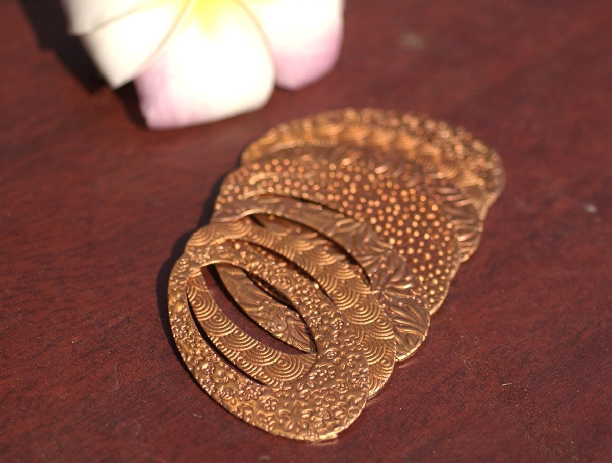 Copper Teardrop 56mm x 34mm Spiral Pattern Blanks Shape Cutout Blank for Enameling Metalworking Jewelry Making