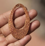 Copper Hoops Teardrops 56mm x 34mm Pebbles Pattern Shape with Hole Cutout Blank for Metalworking Supplies - 4 pieces
