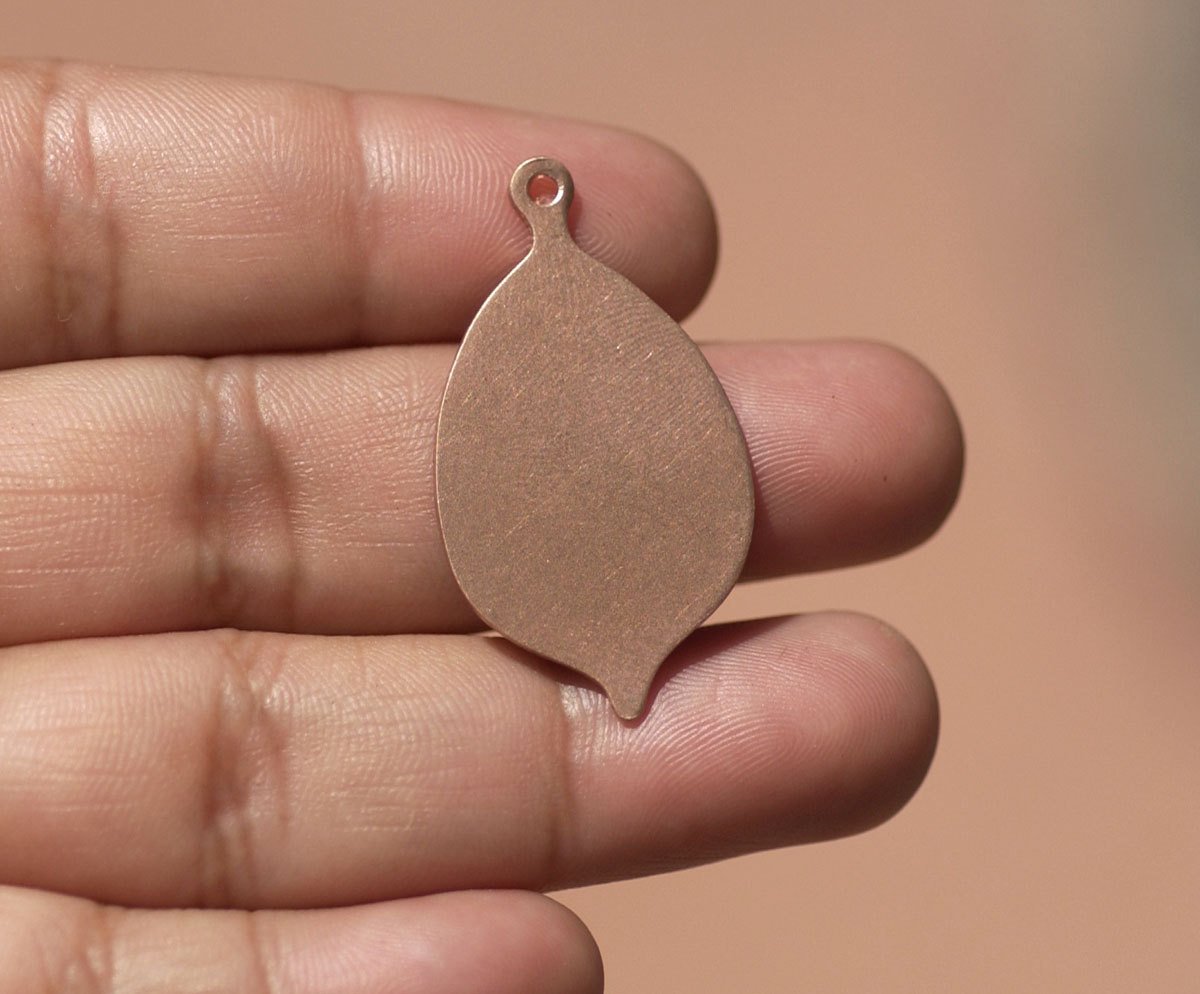 Leaf with Hole 20g 34mm x 19mm Blank Cutout for Enameling Stamping Texturing  4 pieces