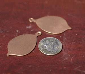 Leaf with Hole 20g 34mm x 19mm Blank Cutout for Enameling Stamping Texturing  4 pieces