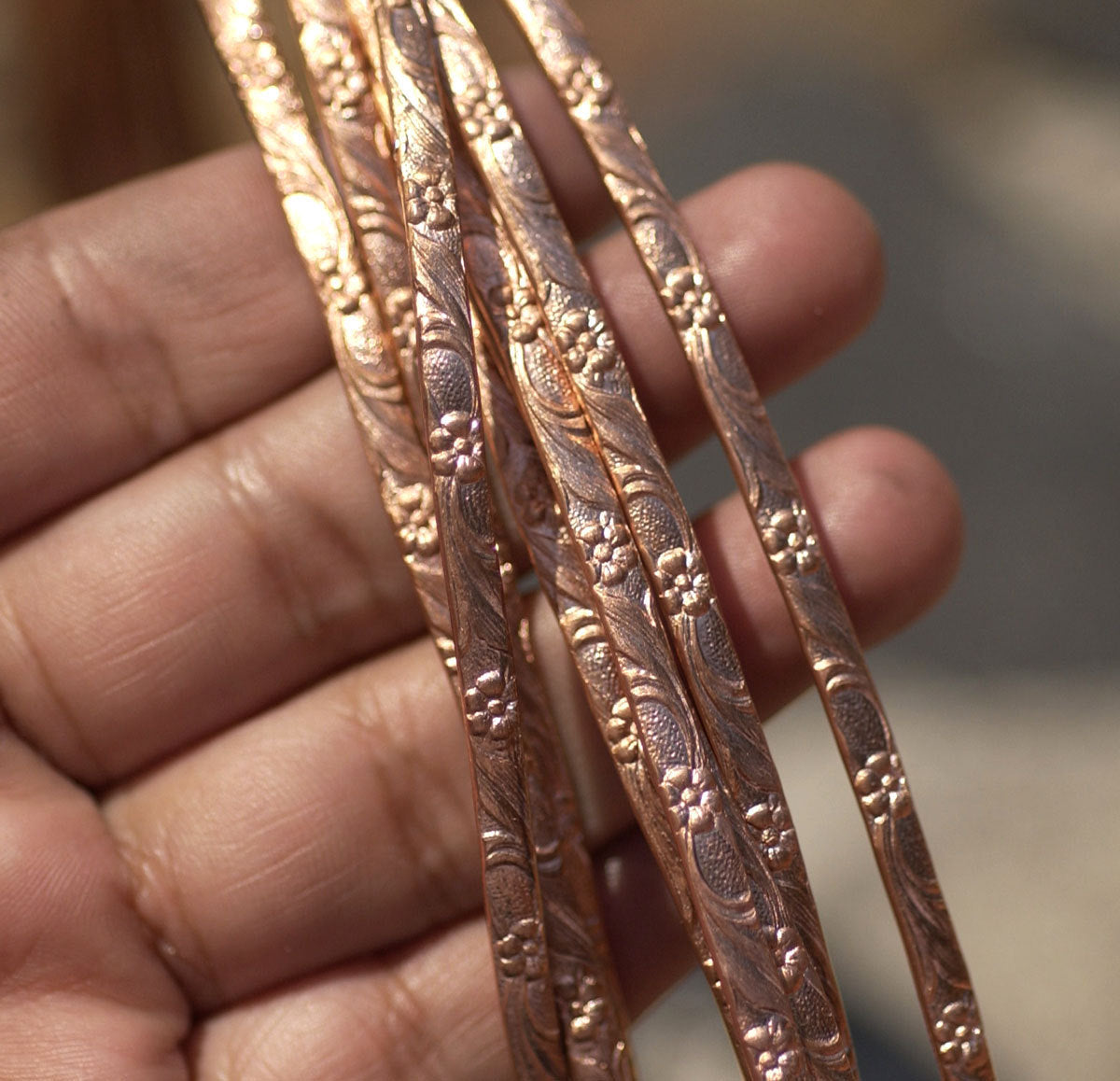 Copper Ring Stock Shank 4.5mm Daisys Textured Metal Cane Gallery Wire - Rings Bracelets Pendants Metalwork