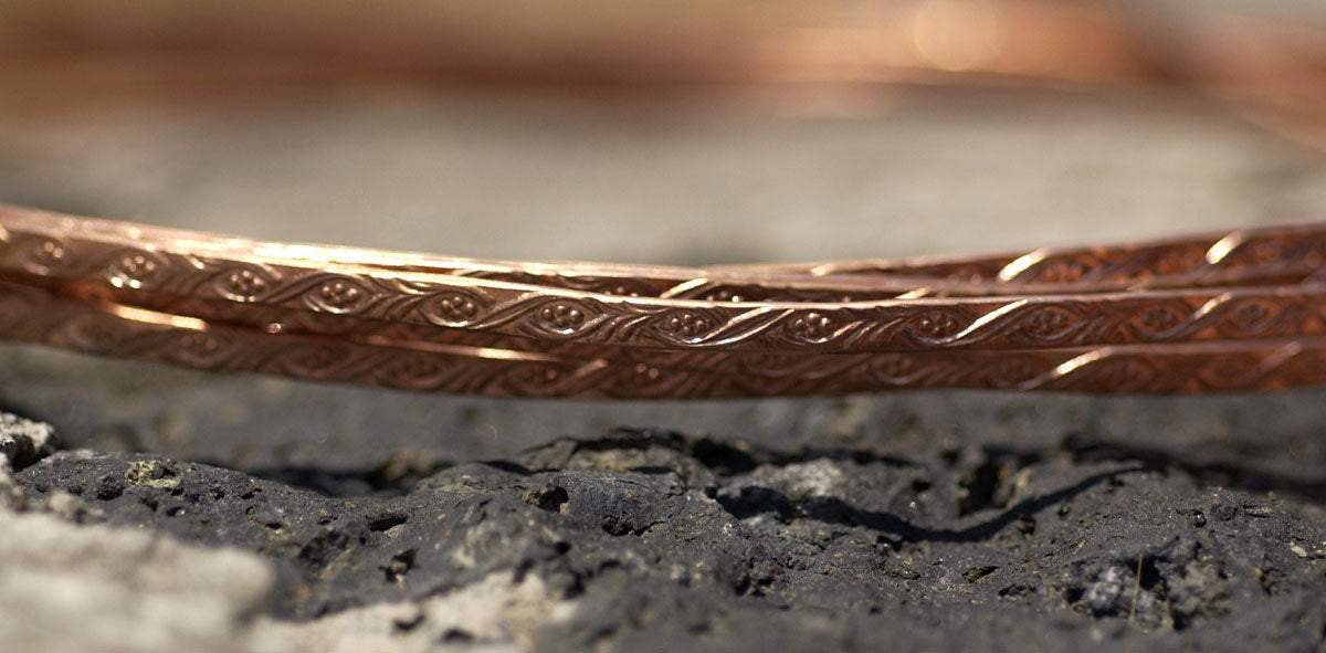 Copper Ring Stock Shank 4mm plus Vines Textured Metal Cane Wire - Rings Bracelets Pendants Metalwork