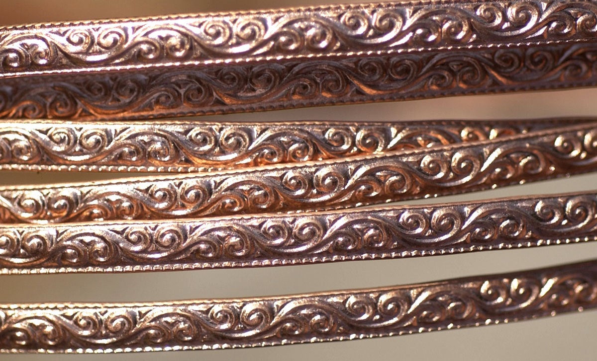 Copper Ring Stock Shank 5.5 Flourish Textured Metal Cane Wire - Rings Bracelets Pendants Metalwork