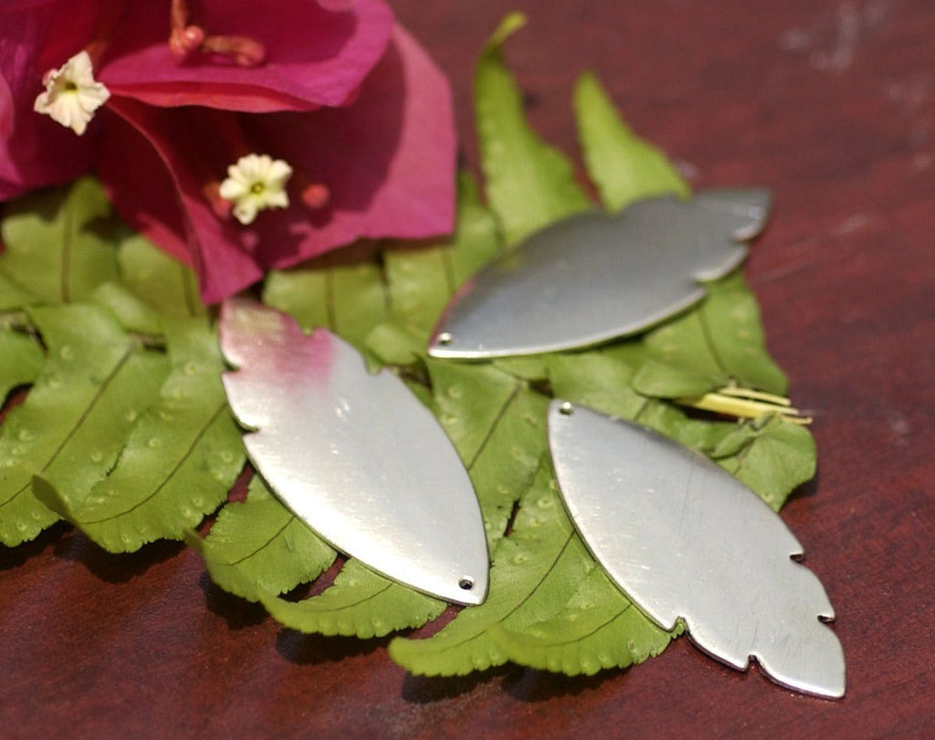 Nickel Silver Leaf Blank - Leaves - Fall Greenery 47mm x 19mm 22g With Hole Cutout Shape Charms for Soldering Stamping Blank