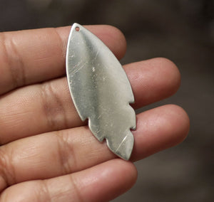 Nickel Silver Leaf Blank - Leaves - Fall Greenery 47mm x 19mm 22g With Hole Cutout Shape Charms for Soldering Stamping Blank