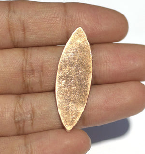 Copper or Nickel Silver Eye Pointed Oval Blank 39mm x 13mm 20g Shape Cutout for Enameling Stamping Texturing  4 pieces