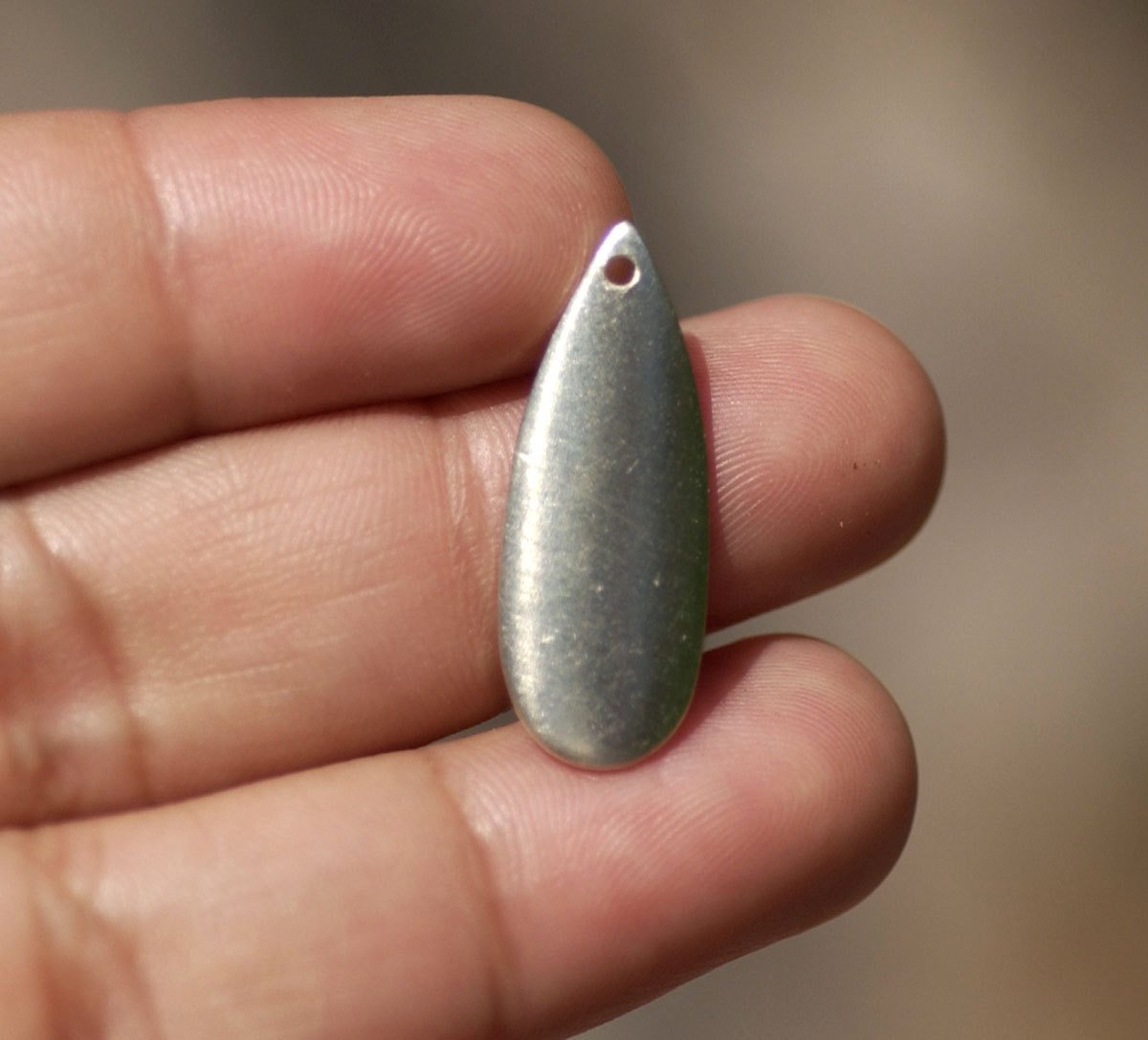 Nickel Silver Blank Teardrop Curved Leaf  with Hole 20g 24 x 10mm Cutout for Blanks Enameling Stamping Texturing - 4 pieces