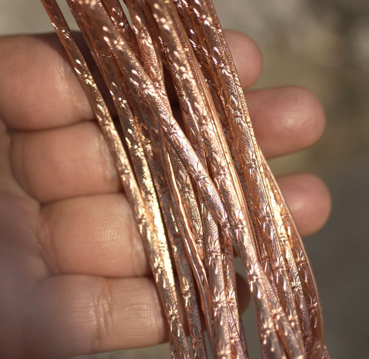 Copper Ring Stock Shank 3mm Burst Flower Textured Metal Cane Wire - Rings Bracelets Pendants Metalwork