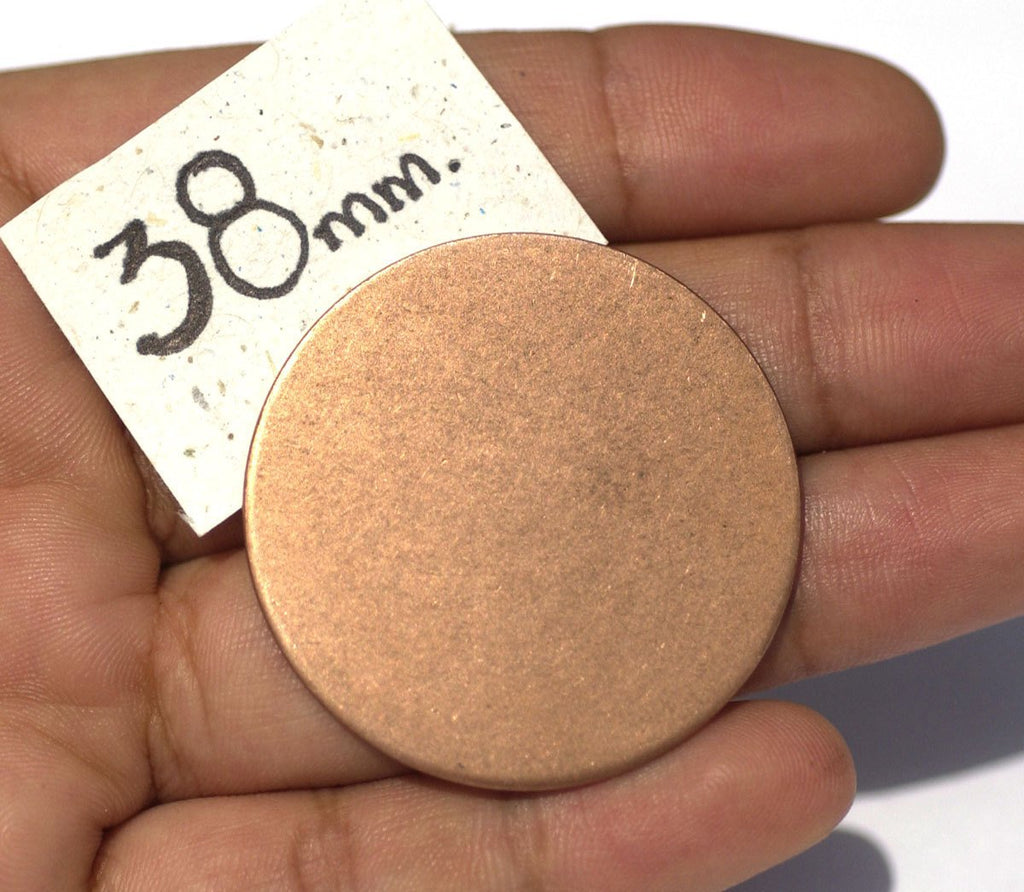 Flat Copper Disc 26G 38mm Enameling Stamping Texturing Soldering Blank, Jewelry Supplies - 5 Pieces