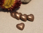 Puffed Heart Domed Balnk Cutout for Enameling Stamping Texturing Metalworking Blanks Variety of Metals, - 5 pieces