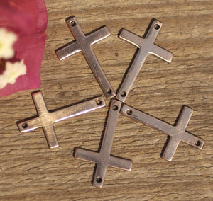 Copper or Nickel Silver 21mm x 14mm 20g Blank Classic Religous Cross with hole Blanks Cutout for Enameling Stamping Texturing