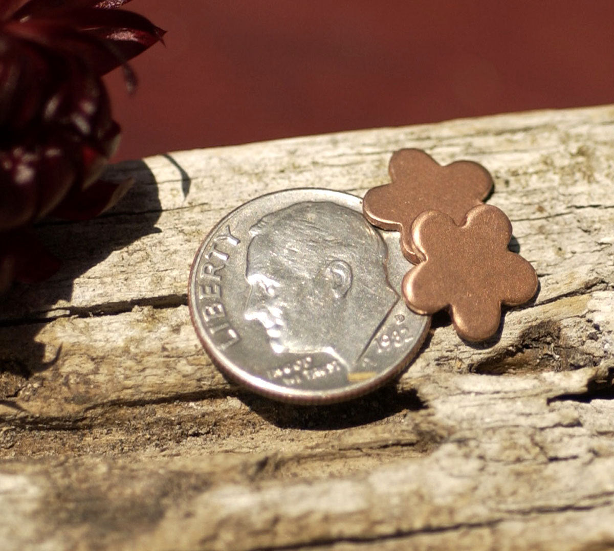 Tiny flower shapes for soldering mini 5 Petal flowers 9mm copper, brass, bronze, or nickel silver