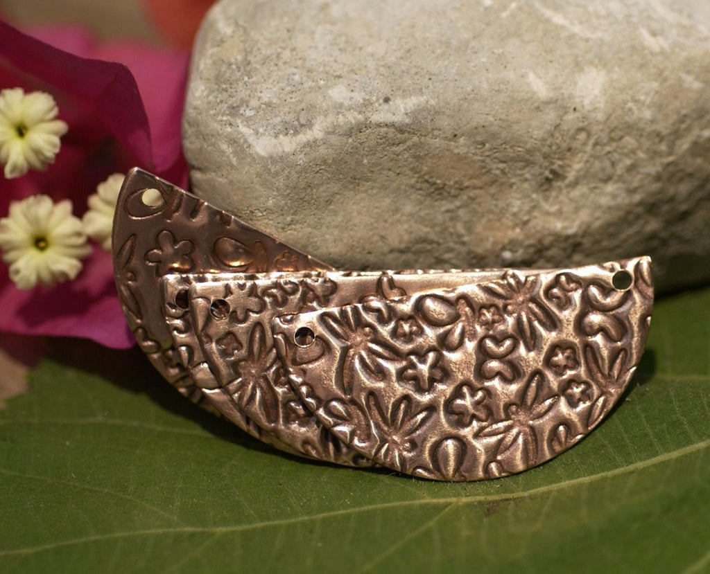 Half Moon Copper Dragonflies & Butterflies Blank Round Dangle Flat With for Enameling Stamping Texturing Blanks - 4 pieces