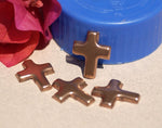Copper Bezel Cup Religous Cross Blank Cutout for Enameling Stamping Texturing Blanks  4 pieces