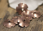 Flower shaped Bead caps 13.5mm Small solid copper, raw brass, pure bronze, floral w/ holes