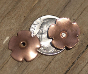 Flower shaped Bead caps 13.5mm Small solid copper, raw brass, pure bronze, floral w/ holes