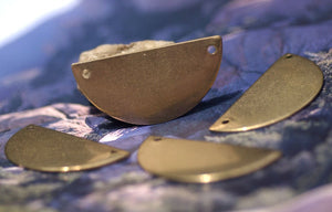 Brass or Bronze Moon 35mm x 18mm 24g Blank Half Rounded Dangle Flat with Holes Cutout Metalworking Stamping Texturing Jewelry Blanks 4 piece