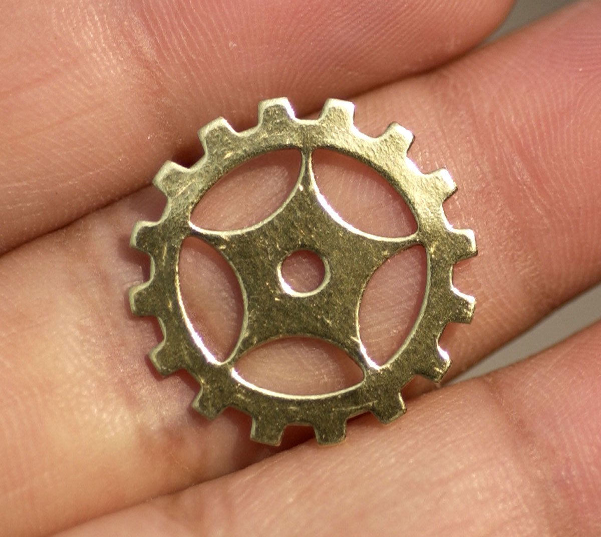 Brass 19mm Blank Gear Cog Cutout for Metalworking Stamping Texturing Blanks