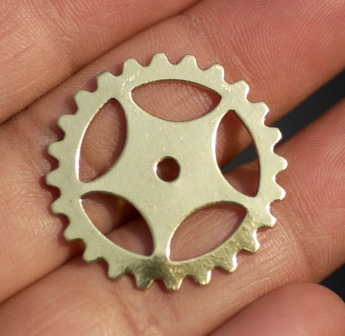 Brass 25mm Gear Cog Blank Cutout for Metalworking Stamping Texturing Soldering Blanks
