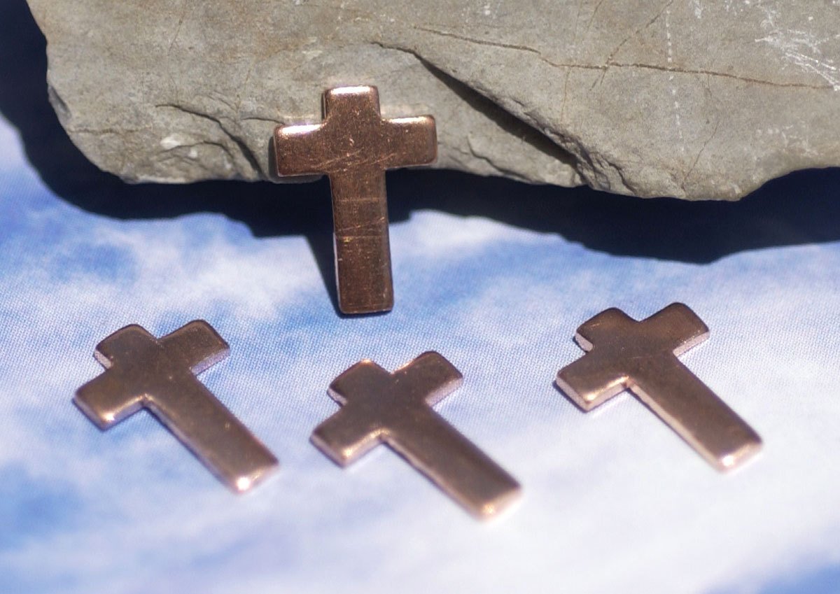 Copper Classic Tiny Religous  Blank Cross Cutout for Enameling Stamping Texturing Soldering Shape Charms Jewelry Making Blanks  6 pieces