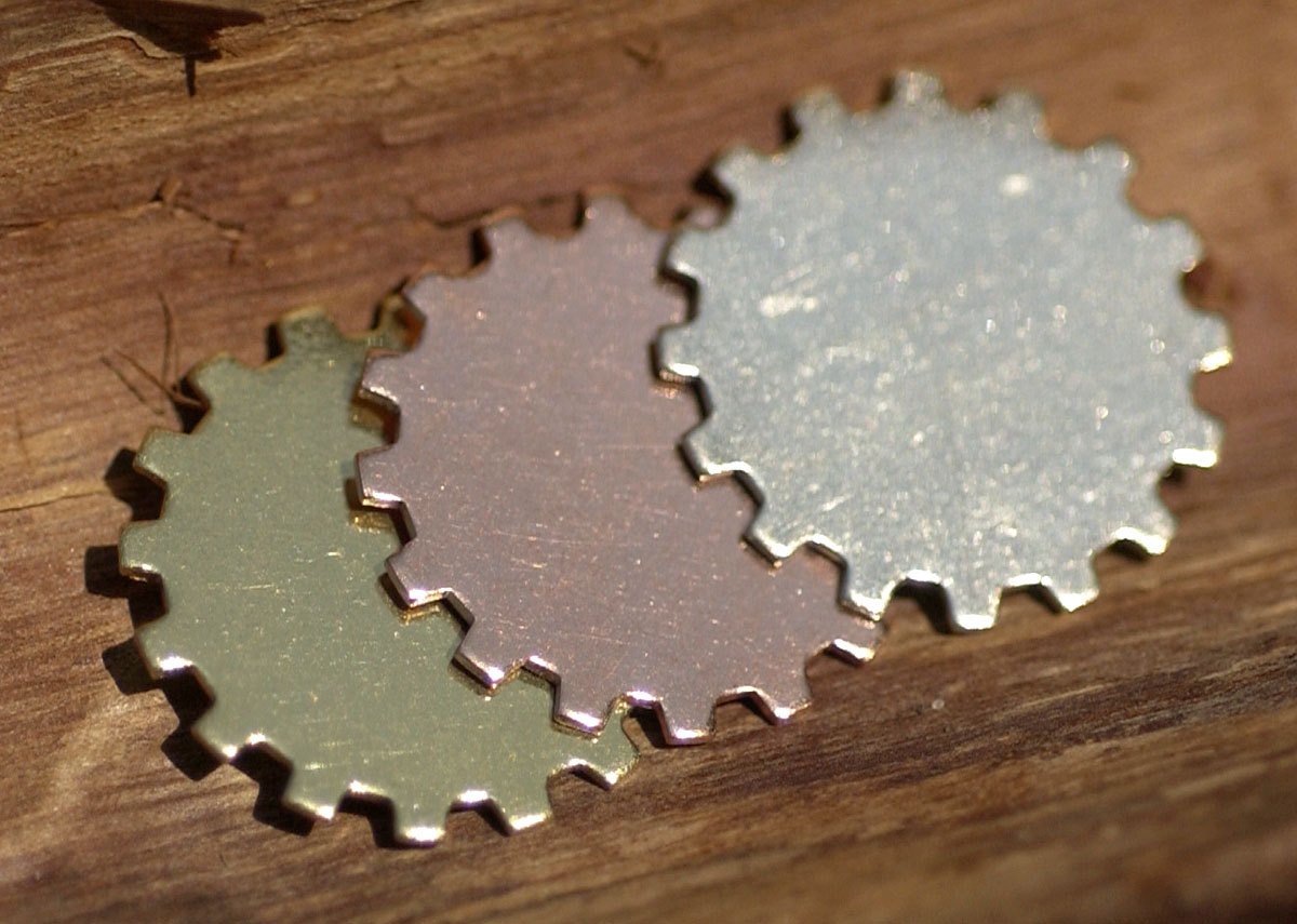Copper 35mm Blank Gear Cog Cutout Cutout for Enameling Stamping  Blanks Texturing - 4 pieces