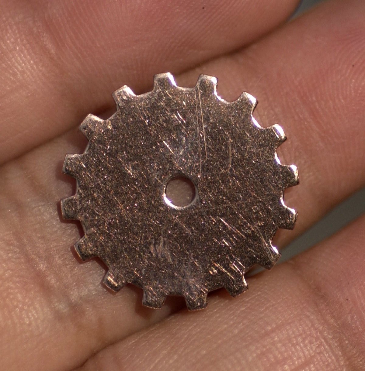 Copper Gear Blank 19mm with 2mm Cutout for Blanks Enameling Stamping Texturing - 6 pieces