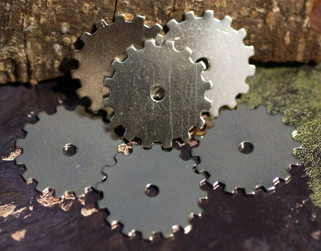 Nickel Silver Blank 19mm Gear Cog with 2mm Cutout Cutout for Blanks Enameling Stamping Texturing