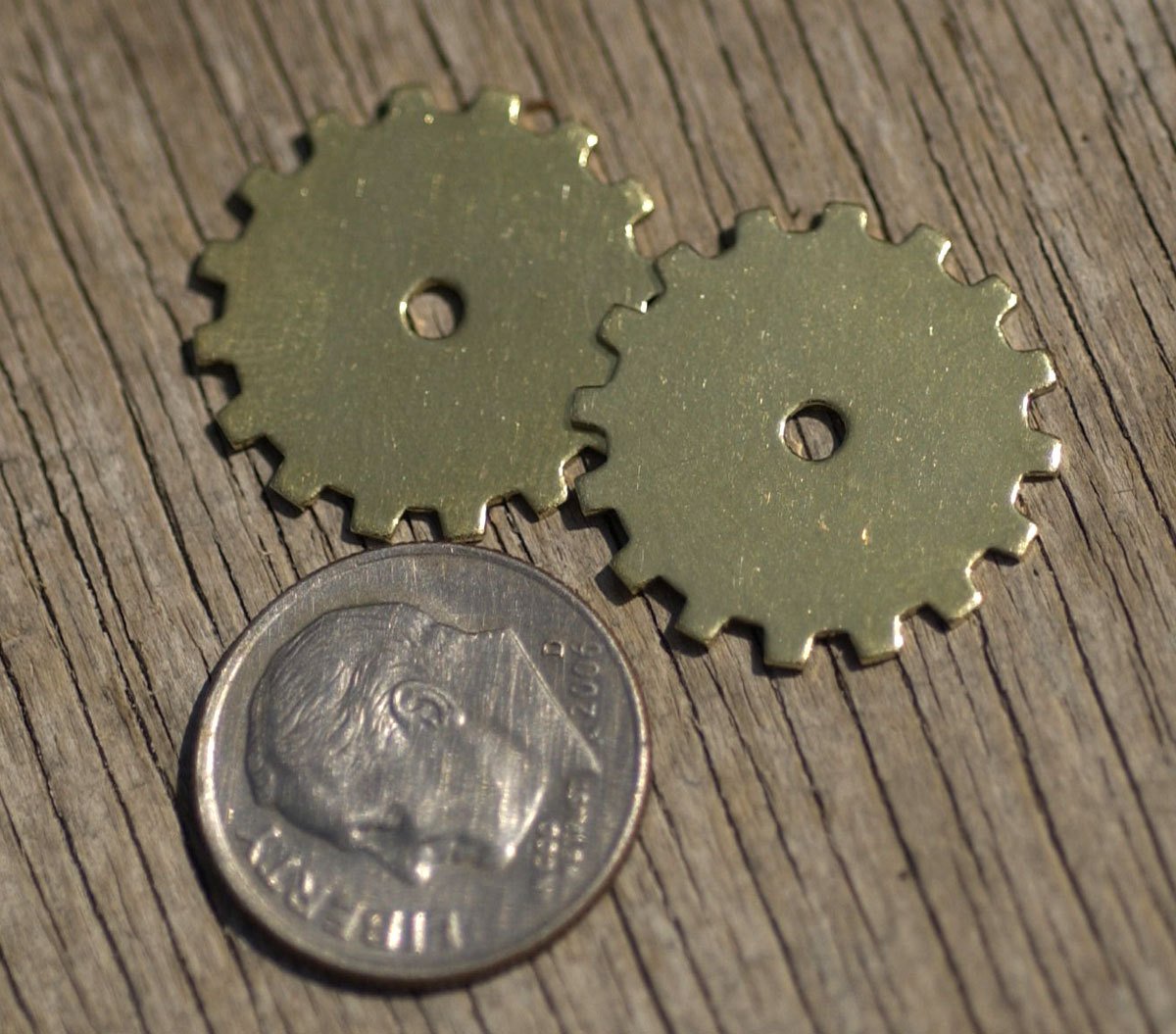 Brass 19mm Gear Cog with Blank 2mm Cutout Cutout for Enameling Stamping Texturing Blanks