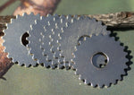 Nickel Silver 25mm Gear Cog Blanks with 6.8mm 24g Cutout for Stamping Texturing Polished Blanks Jewelry Making