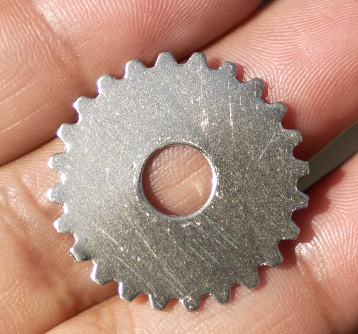 Nickel Silver 25mm Gear Cog Blanks with 6.8mm 24g Cutout for Stamping Texturing Polished Blanks Jewelry Making