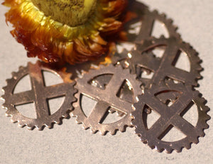 Copper or Nickel Silver 25mm 24g Gear II Cog Cutout for Blanks Enameling Stamping Texturing