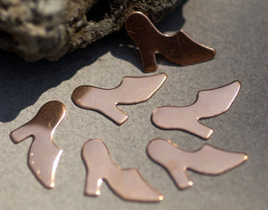 Copper or Brass or Bronze or Nickel Silver High Heel Shoe 24g Shaped Blank for Enameling Stamping Texturing Soldering