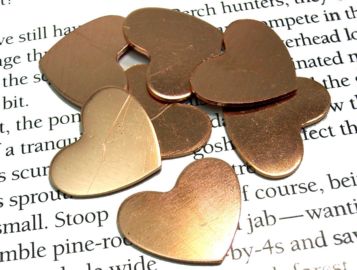 Copper Heart Classic Shape 18mm x 15mm 20g Blanks Cutout for Enameling Stamping Texturing - 8 pieces