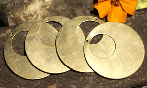 Bronze or Brass or Copper or Nickel Silver Hoops 35mm 26G for Earrings or Pendant Offset Circle Metalworking Supplies - 4 Pieces