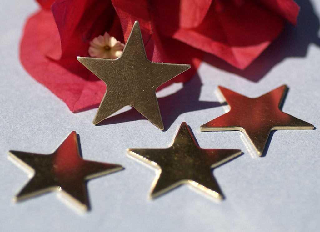 Bronze Star 23mm 20g Blank Cutout for Metalworking Stamping Texturing Soldering Blanks - 6 pieces