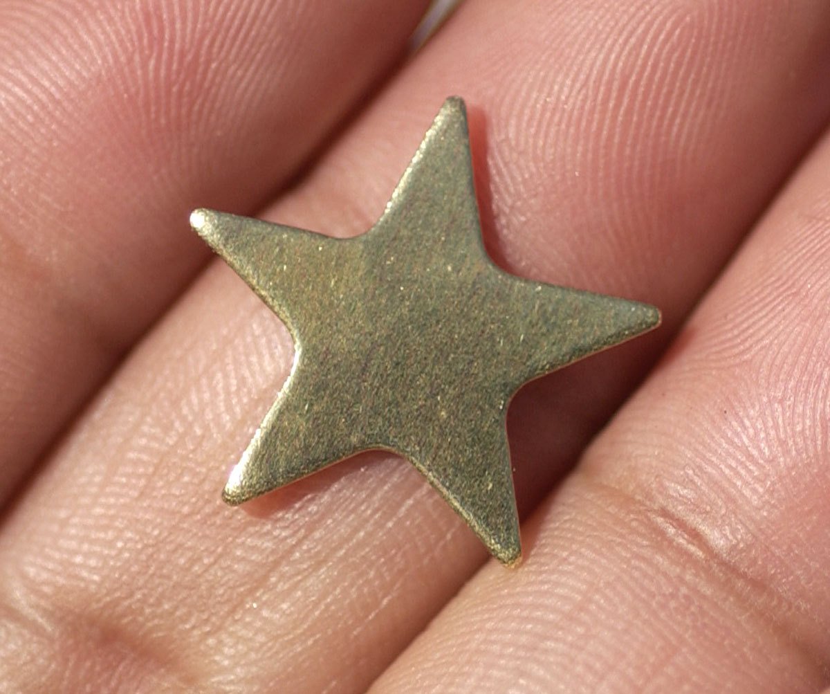 Brass Stars Blank 17mm for Metalworking Stamping Texturing Soldering Blanks - 6 pieces